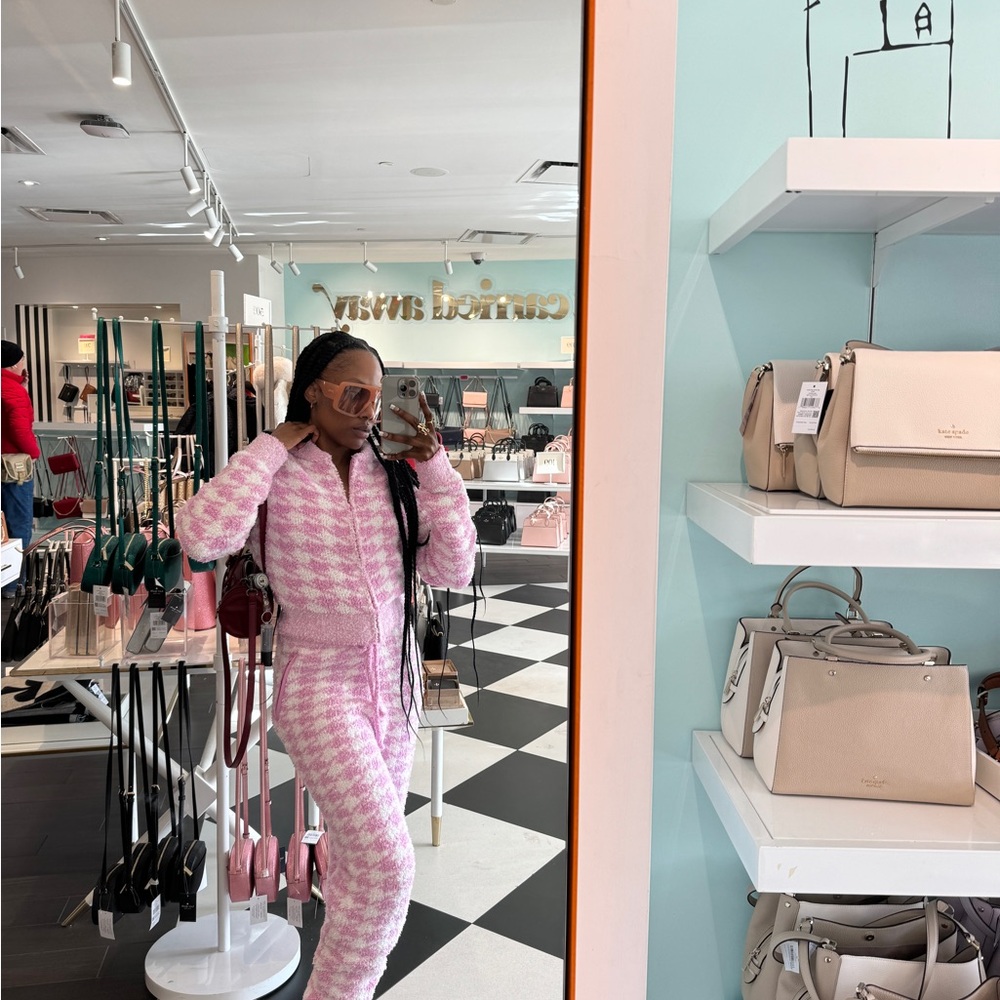 SKIMS Cozy Knit Zip Up Hoodie -Houndstooth